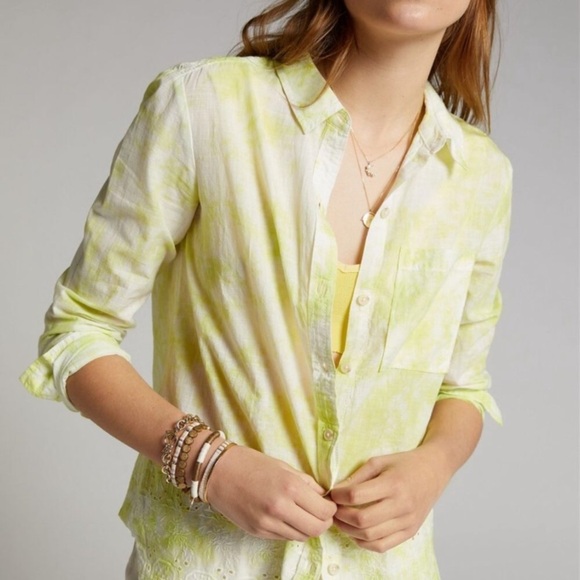 NWT ANTHROPOLOGIE Pilcro & the Letterpress Cate Yellow Green Tie Dye - Picture 4 of 16